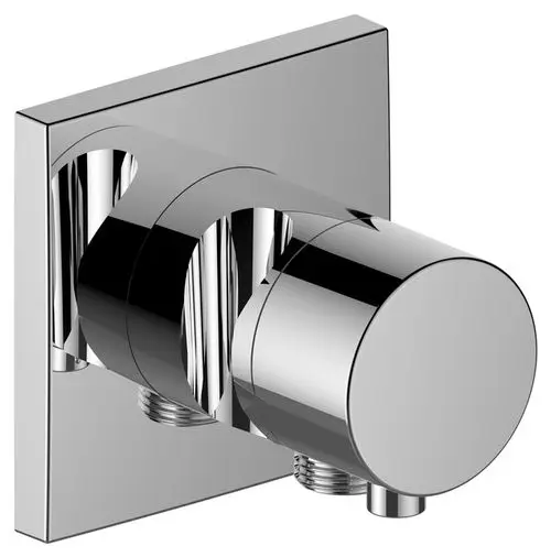 2-Wege Umstellventil von Keuco mit verchromter Oberfläche, eckigem Design, für Schlauchanschluss und Brause. Montageteil für Badezimmerarmaturen.